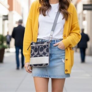 Vintage Coach Large C Logo Lurex Jacquard crossbody bag